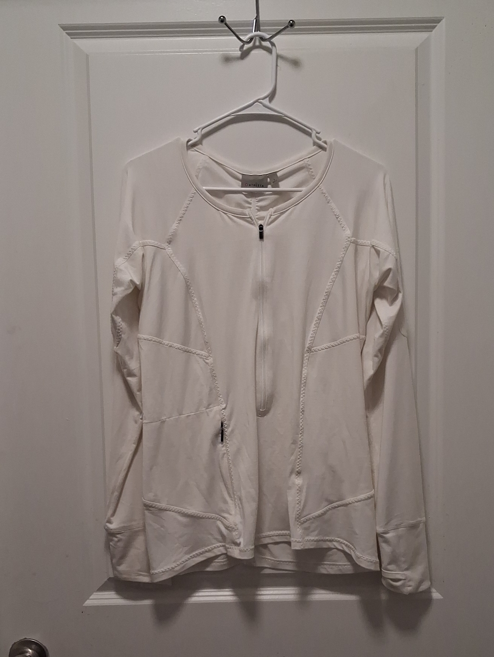 Athleta White Half-Zip Performance Top